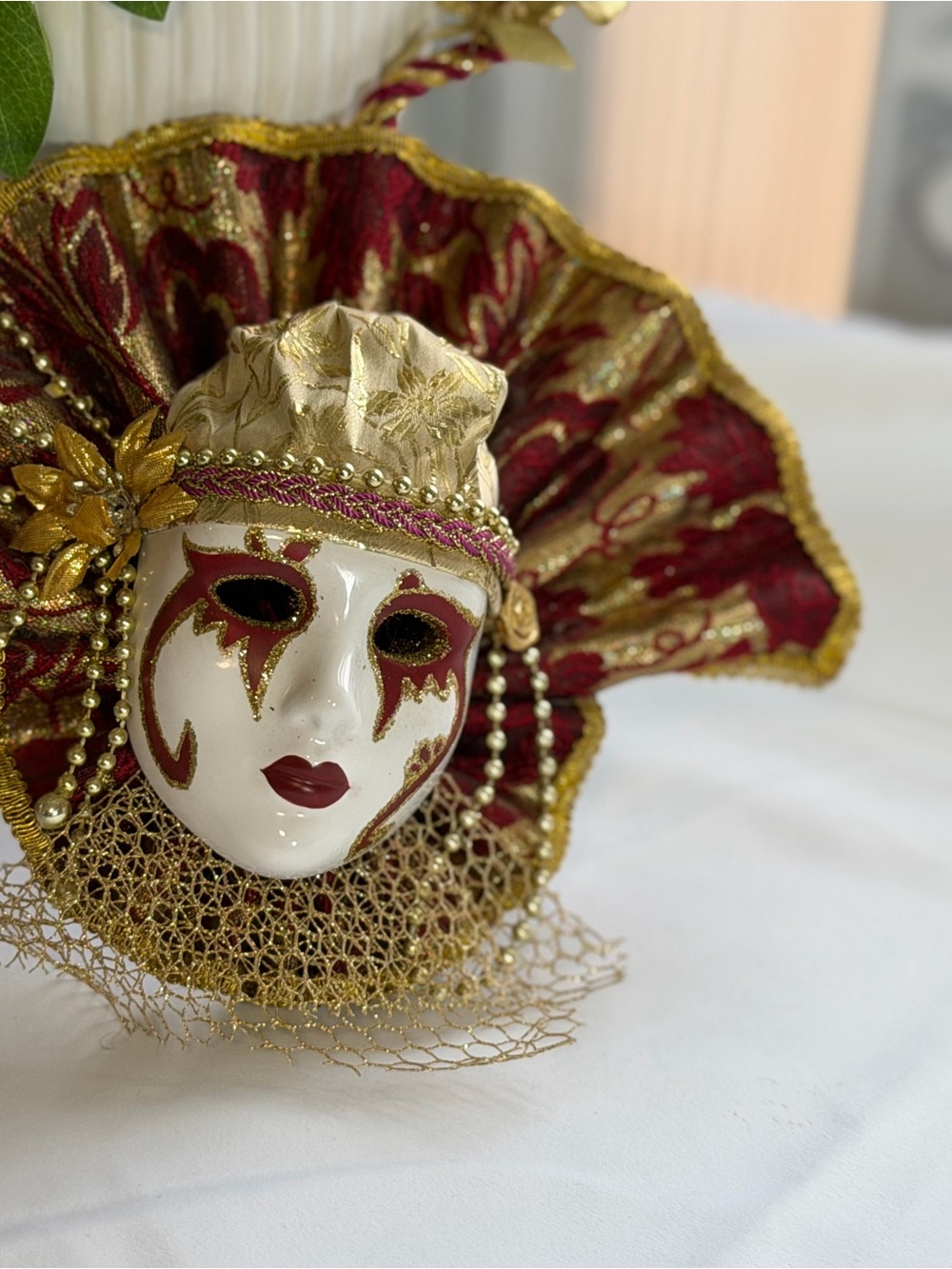 Red & Gold Venetian Masquerade Wall Mask by